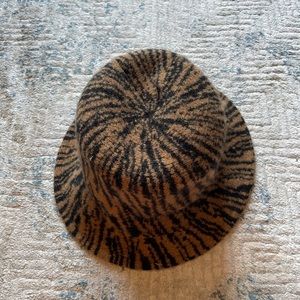 Anthropologie brown and black bucket hat